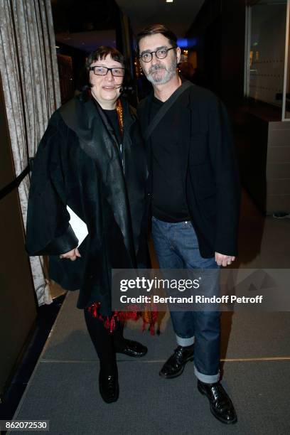 Stylist Franck Sorbier and his wife Isabelle attend the "Knock" Paris Premiere at Cinema UGC Normandie on October 16, 2017 in Paris, France.