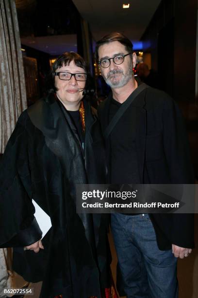 Stylist Franck Sorbier and his wife Isabelle attend the "Knock" Paris Premiere at Cinema UGC Normandie on October 16, 2017 in Paris, France.