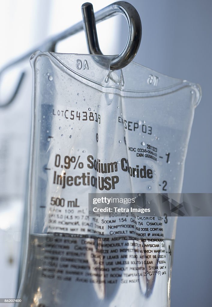Close up of intravenous drip