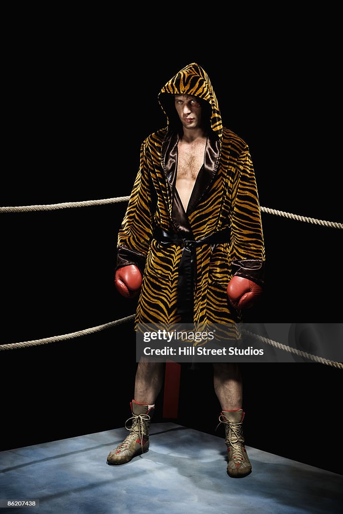 Boxer In Robe Boxer In Robe Posing In Boxing Ring High-Res Stock Photo - Getty Images