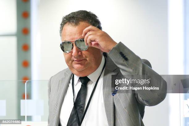 Shane Jones arrives for a NZ First caucus and board meeting at Parliament on October 17, 2017 in Wellington, New Zealand. Neither the National nor...