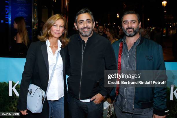 Anne Gravoin, Eric Toledano and Olivier Nakache attend the "Knock" Paris Premiere at Cinema UGC Normandie on October 16, 2017 in Paris, France.