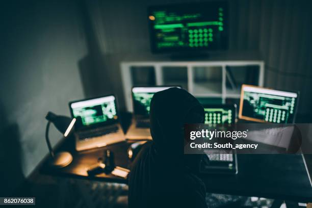 cyber terrorism in motion - terrorism stock pictures, royalty-free photos & images