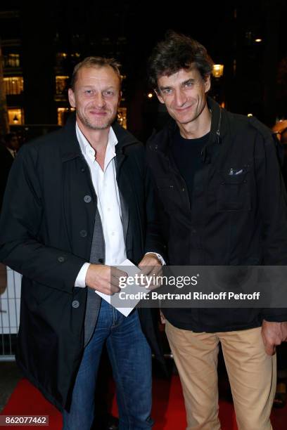 Producers Nicolas Altmayer and his brother Eric Altmayer attend the "Knock" Paris Premiere at Cinema UGC Normandie on October 16, 2017 in Paris,...