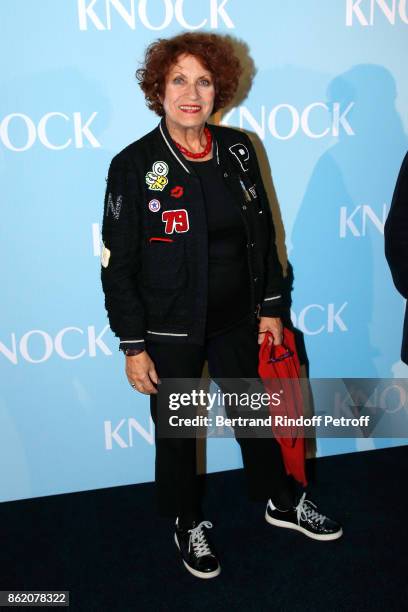 Actress of the movie Andrea Ferreol attend the "Knock" Paris Premiere at Cinema UGC Normandie on October 16, 2017 in Paris, France.