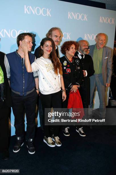 Actors of the movie Alex Lutz, Audrey Dana, Michel Vuillermoz, Andrea Ferreol, Christian Hecq and Rufus attend the "Knock" Paris Premiere at Cinema...