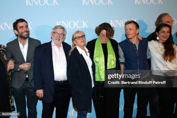 Actors of the movie Sebastien Castro, Yves Pignot, Helene Vincent, Director of the movie Lorraine Levy, Alex Lutz and Audrey Dana attend the "Knock"...