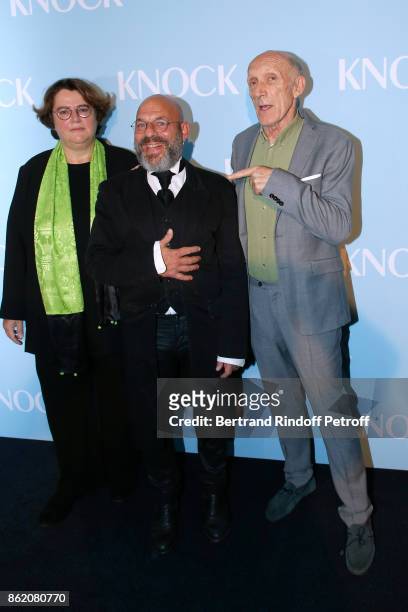 Director of the movie Lorraine Levy, actors of the movie Christian Hecq and Rufus attend the "Knock" Paris Premiere at Cinema UGC Normandie on...