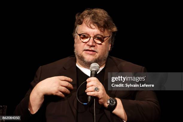 Director Guillermo Del Toro attends "Welcome to Guillermo Del Toro" master class during 9th Film Festival Lumiere on October 16, 2017 in Lyon, France.