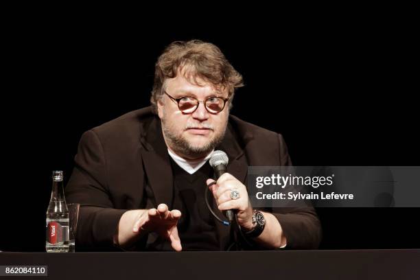 Director Guillermo Del Toro attends "Welcome to Guillermo Del Toro" master class during 9th Film Festival Lumiere on October 16, 2017 in Lyon, France.