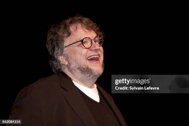 Director Guillermo Del Toro attends "Welcome to Guillermo Del Toro" master class during 9th Film Festival Lumiere on October 16, 2017 in Lyon, France.