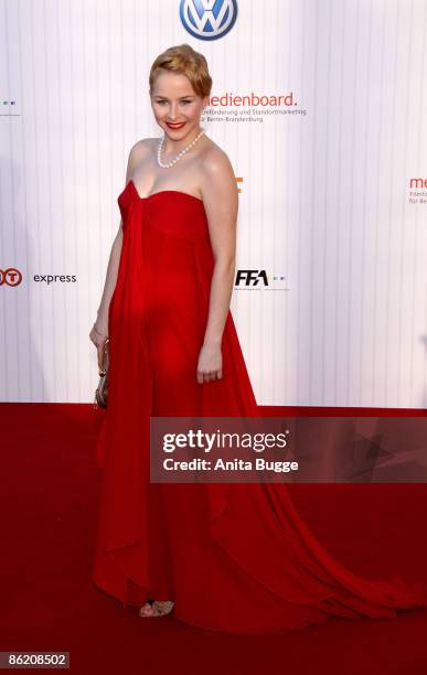 Actress Jasmin Schwiers attends the German Film Award 2009 at the Palais am Funkturm on April 24, 2009 in Berlin, Germany.