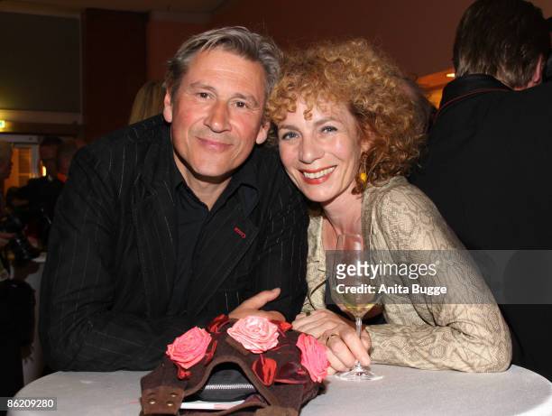 Actor Michael Kind and actress Nina Hoger attend the German Film Award 2009 after party at the Palais am Funkturm on April 24, 2009 in Berlin,...