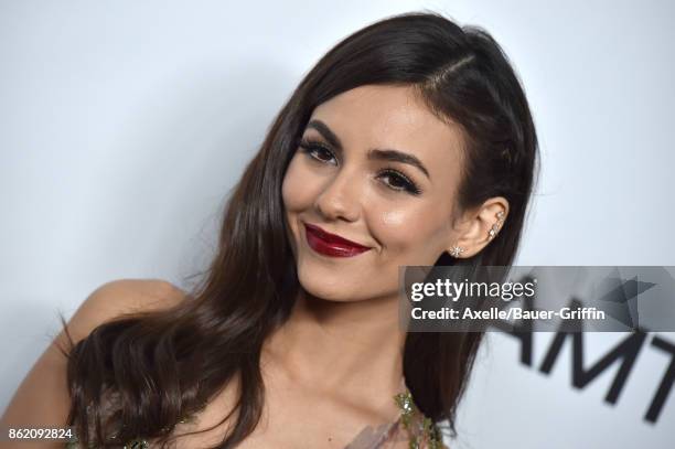 Actress Victoria Justice arrives at amfAR Los Angeles 2017 at Ron Burkle's Green Acres Estate on October 13, 2017 in Beverly Hills, California.