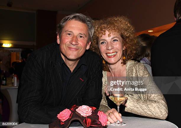 Actor Michael Kind and actress Nina Hoger attend the German Film Award 2009 after party at the Palais am Funkturm on April 24, 2009 in Berlin,...