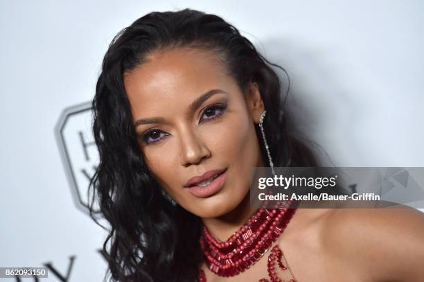 Model Selita Ebanks arrives at amfAR Los Angeles 2017 at Ron Burkle's Green Acres Estate on October 13, 2017 in Beverly Hills, California.