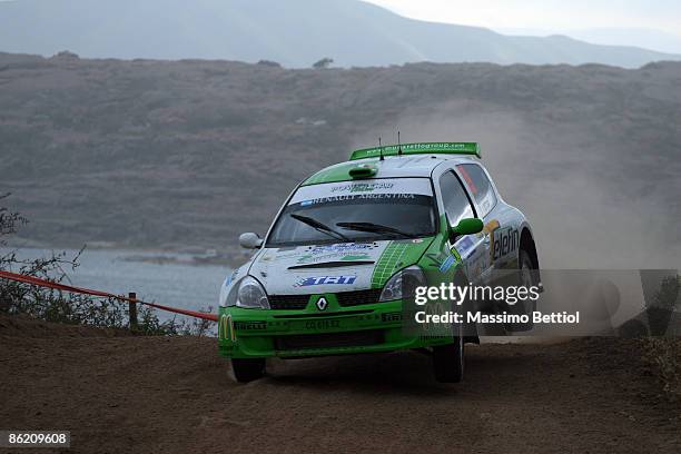 Alessandro Bettega and Simone Scattolin of Italy are shown in action in the Renault Clio S1600 during LEG 1 of the WRC Argentina Rally on April 24 in...