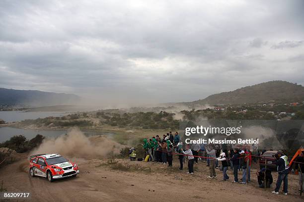 Federico Villagra and Jorge Perez Companc of Argentina are shown in action in the Munchis Ford Focus during LEG 1 of the WRC Argentina Rally on April...