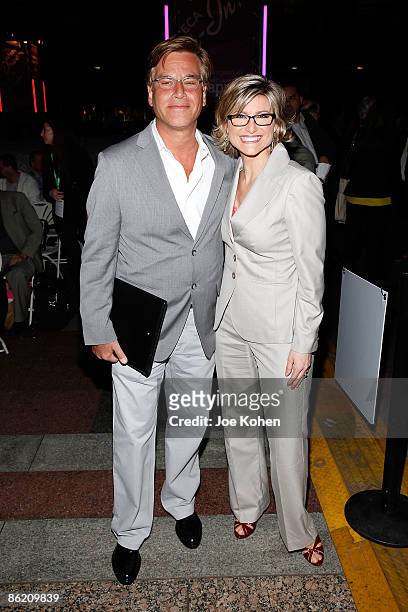 Producer/writer Aaron Sorkin and TV personality Ashley Banfield attend the 8th Annual Tribeca Film Festival's Tribeca Drive-In presentations of...