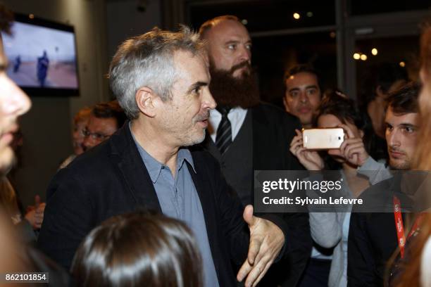 Alfonso Cuaron meets fans after "Bienvenida a Alfonso Cuaron" ceremony for 9th Film Festival Lumiere on October 16, 2017 in Lyon, France.