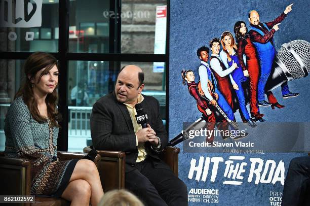 Actors Amy Pietz and Jason Alexander visit Build to discuss "Hit The Road" at Build Studio on October 16, 2017 in New York City.