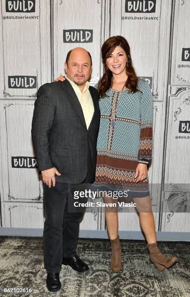 Actors Jason Alexander and Amy Pietz visit Build to discuss "Hit The Road" at Build Studio on October 16, 2017 in New York City.