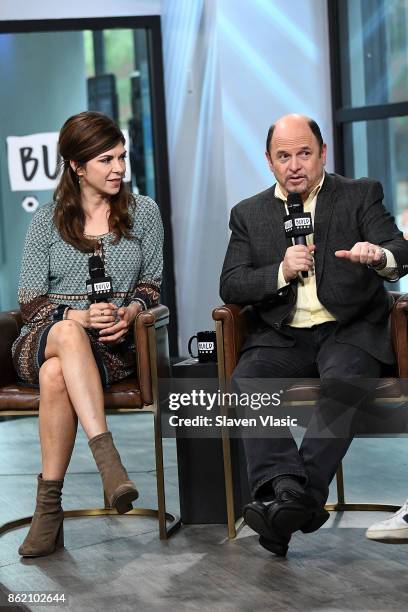 Actors Amy Pietz and Jason Alexander visit Build to discuss "Hit The Road" at Build Studio on October 16, 2017 in New York City.