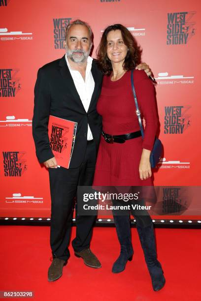 Antoine Dulery and his wife Pacale Pouzadoux attend "West Side Story" at La Seine Musicale on October 16, 2017 in Boulogne-Billancourt, France.