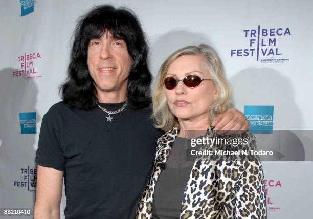 Marky Ramone and Deborah Harry attend the 8th Annual Tribeca Film Festival "Burning Down the House: The Story of CBGB" premiere at the AMC Village 7...