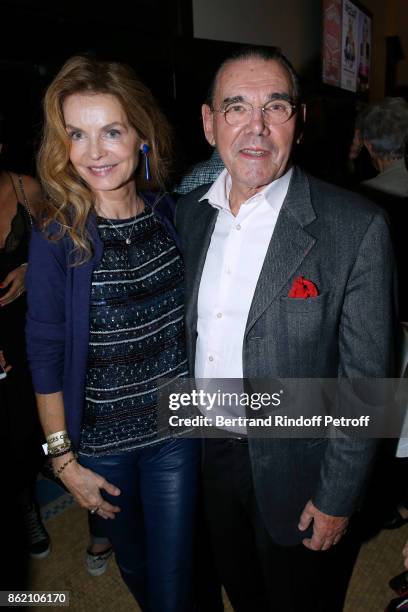 Cyrielle Clair and Michel Corbiere attend the One Woman Show by Christelle Chollet for the Inauguration of the Theatre de la Tour Eiffel. Held at...