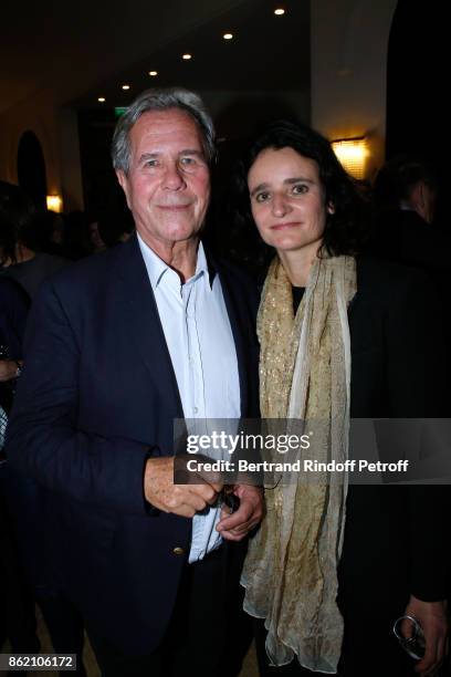 Jean-Louis Debre and Valerie Bochenek attend the One Woman Show by Christelle Chollet for the Inauguration of the Theatre de la Tour Eiffel. Held at...