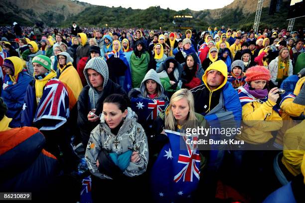 Hundreds of Australians and New Zealanders attend a dawn ceremony to mark the 94th anniversary of the World War I campaign of Gallipoli at Anzac Cove...