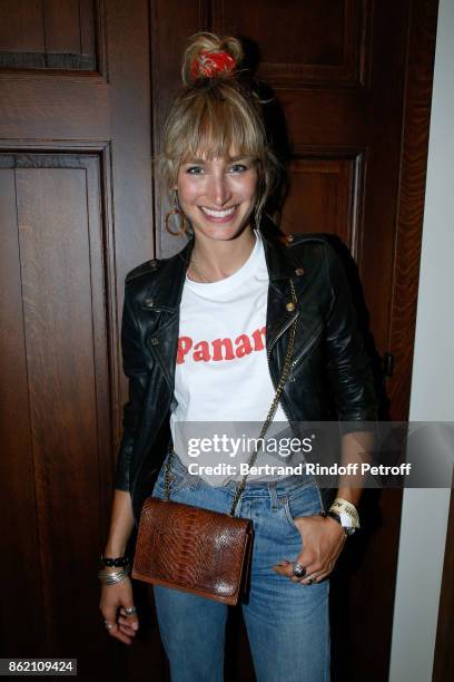 Pauline Lefevre attends the One Woman Show by Christelle Chollet for the Inauguration of the Theatre de la Tour Eiffel. Held at Theatre de la Tour...