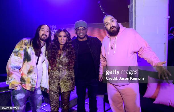 Steve Aoki, Rocsi Diaz, Sway Calloway, and The Fat Jewish attend VH1 Save The Music 20th Anniversary Gala at SIR Stage37 on October 16, 2017 in New...