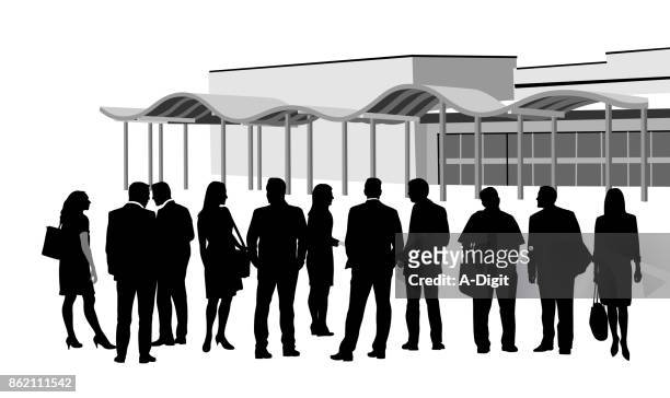 group business convention meeting - huddle stock illustrations
