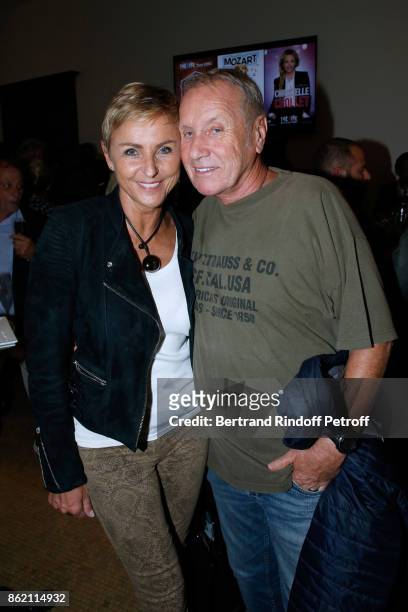 Yves Renier and his wife Karin attend the One Woman Show by Christelle Chollet for the Inauguration of the Theatre de la Tour Eiffel. Held at Theatre...