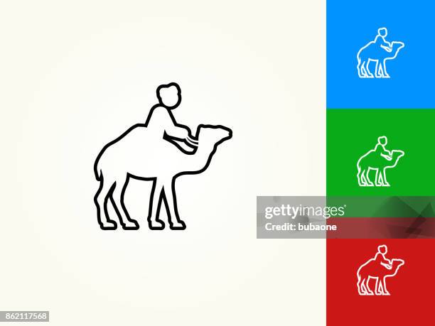 camel rider black stroke linear icon - camel icon vector stock illustrations