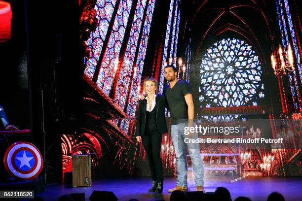 Christelle Chollet performs during the One Woman Show by Christelle Chollet for the Inauguration of the Theatre de la Tour Eiffel. Held at Theatre de...