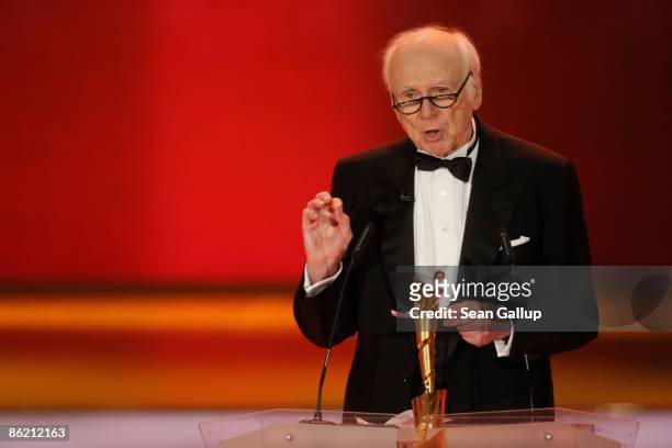 Comedian Vicco von Buelow recieves his Lola award during the German Film Award 2009 Gala at the Palais am Funkturm on April 24, 2009 in Berlin,...