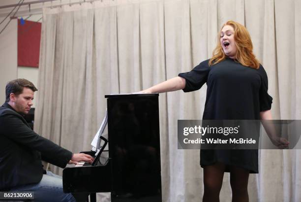 Kevin David Thomas and Katie Thompson during the rehearsal for 'And The World Goes 'Round' The Abingdon Theatre Company's 25th Anniversary Gala at...