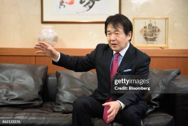 Heizo Takenaka, professor at Toyo University and professor emeritus at Keio University, gestures as he speaks during an interview in Tokyo, Japan, on...