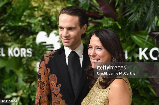 Jordan Roth and GLWD President & CEO Karen Pearl attend the 11th Annual Golden Heart Awards benefiting God's Love We Deliver on October 16, 2017 in...
