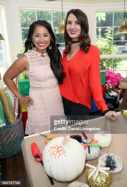 The Millennial Mamas Veena Crownholm and Erin Ziering attend Hallmark's "Home & Family" at Universal Studios Hollywood on October 16, 2017 in...