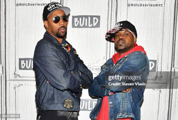 Rappers RZA and DJ Mathematics visit Build to discuss "Wu-Tang: The Saga Continues" at Build Studio on October 16, 2017 in New York City.