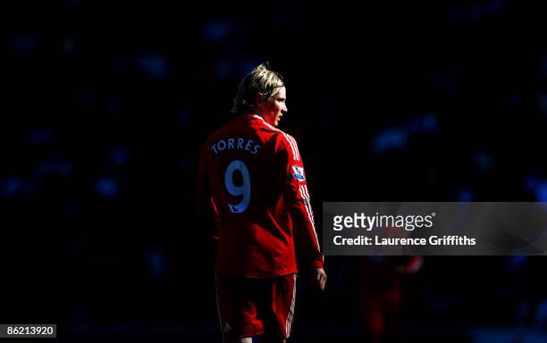 Fernando Torres of Liverpool looks on during the Barclays Premier League match between Hull City and Liverpool at the KC Stadium on April 25, 2009 in...