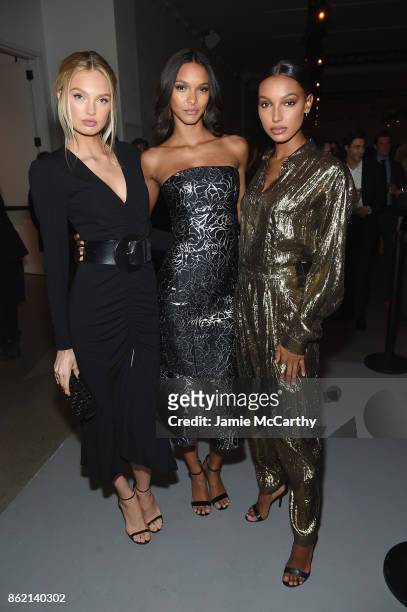 Romee Strijd, Lais Ribeiro, and Jasmine Tookes attend the 11th Annual Golden Heart Awards benefiting God's Love We Deliver on October 16, 2017 in New...