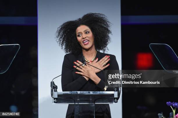 Sarah Jones speaks onstage during the 11th Annual Golden Heart Awards benefiting God's Love We Deliver on October 16, 2017 in New York City.