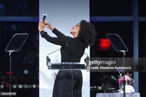 Sarah Jones speaks onstage during the 11th Annual Golden Heart Awards benefiting God's Love We Deliver on October 16, 2017 in New York City.