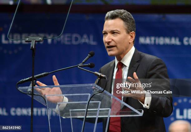 National Constitution Center President and CEO Jeffrey Rosen makes remarks before the presentation to Sen. John McCain of the 2017 Liberty Medal from...