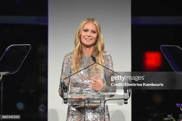 Gwyneth Paltrow speaks onstage during the 11th Annual Golden Heart Awards benefiting God's Love We Deliver on October 16, 2017 in New York City.